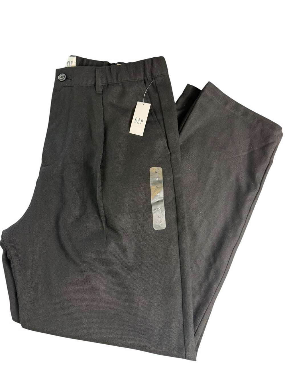 NWT! Gap Black High Rise relaxed Pleated black wide leg Trousers size medium